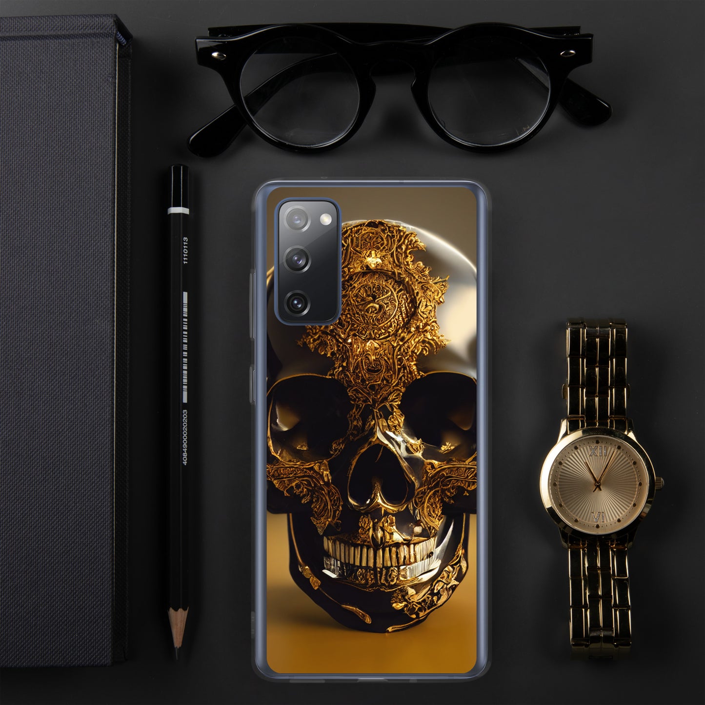 Obsidian Skull Gilded in Gold 1.0 Samsung Case