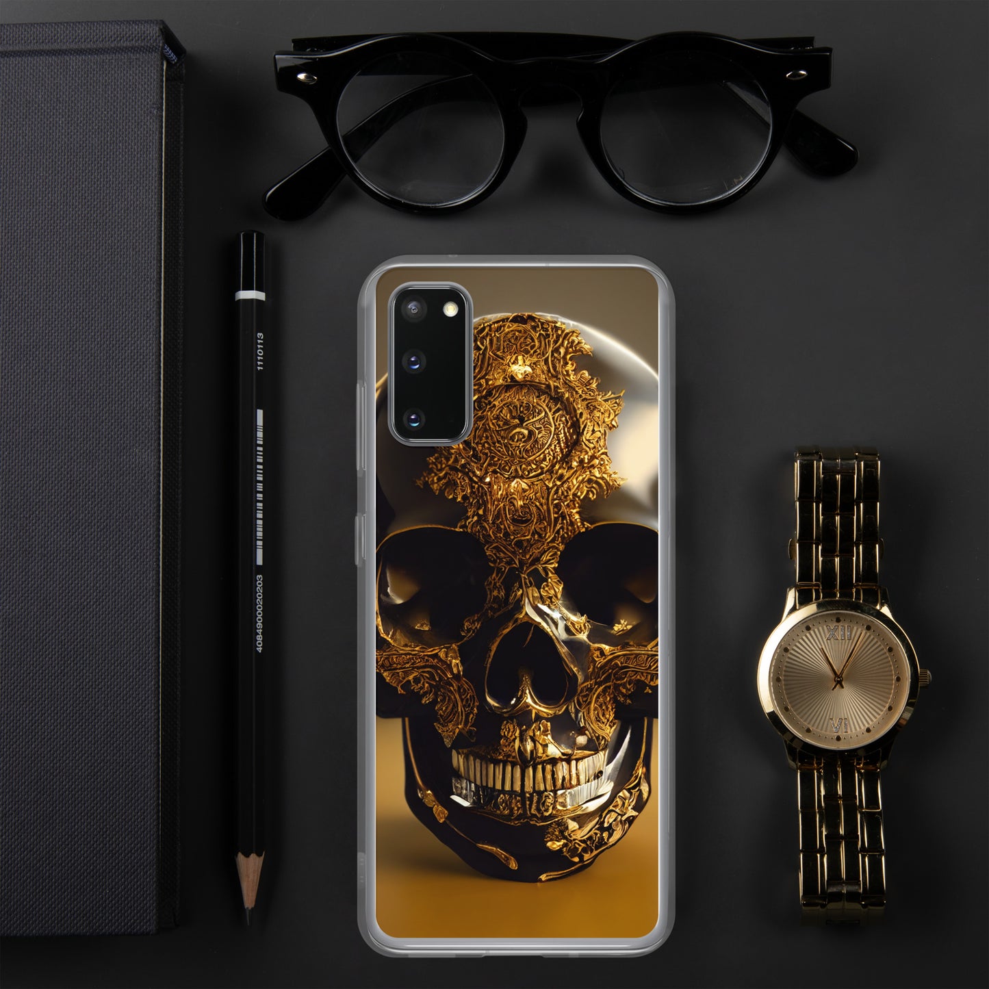 Obsidian Skull Gilded in Gold 1.0 Samsung Case