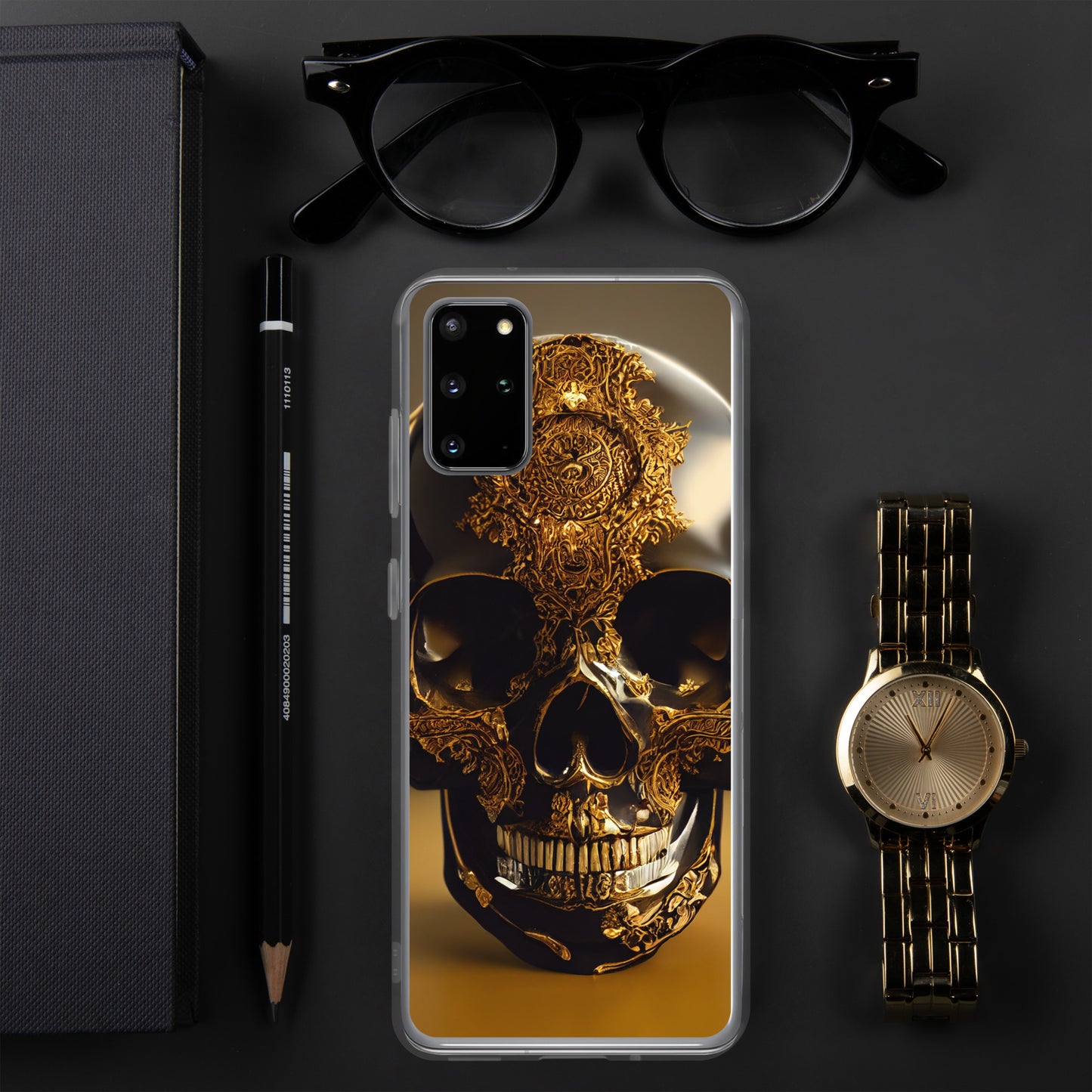 Obsidian Skull Gilded in Gold 1.0 Samsung Case