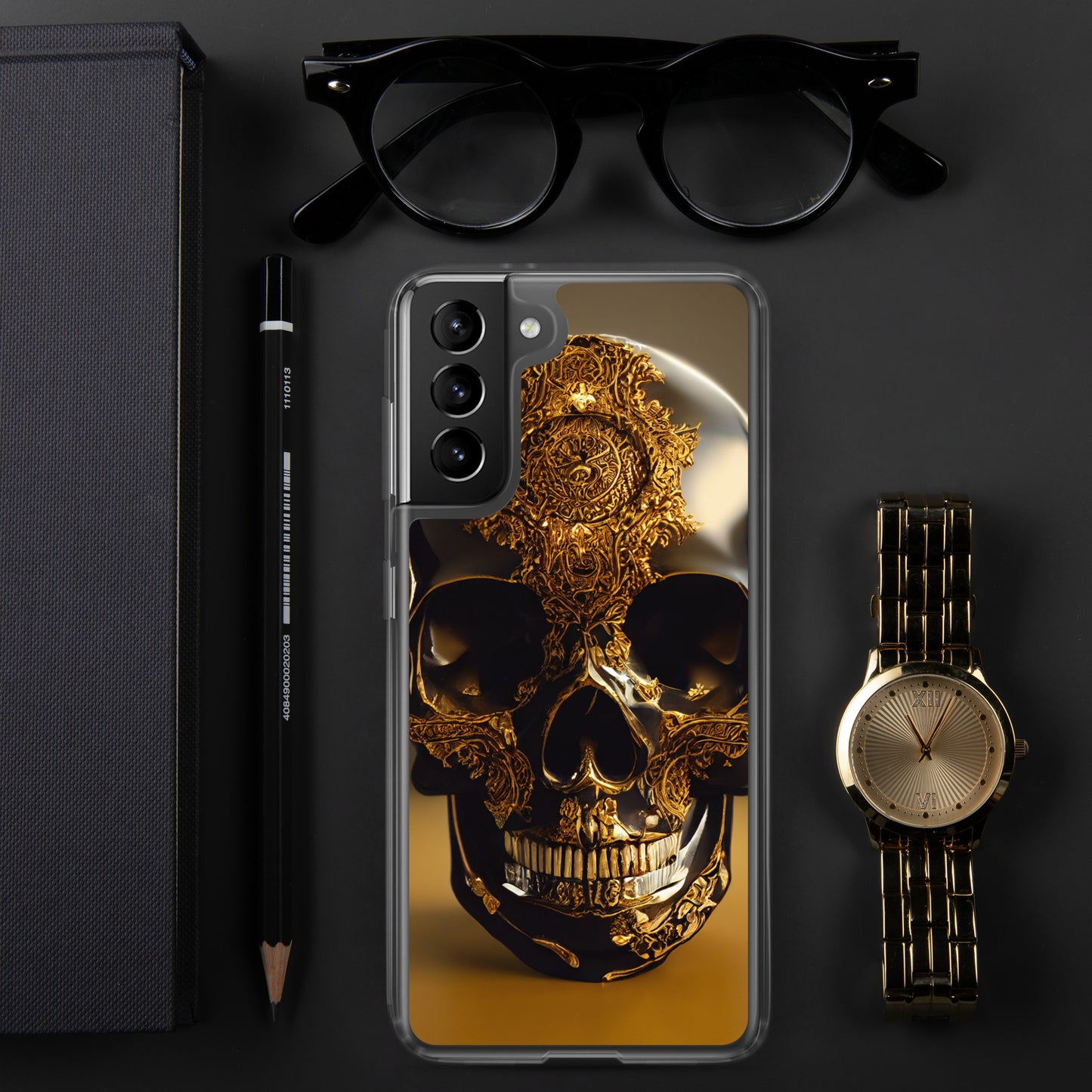 Obsidian Skull Gilded in Gold 1.0 Samsung Case