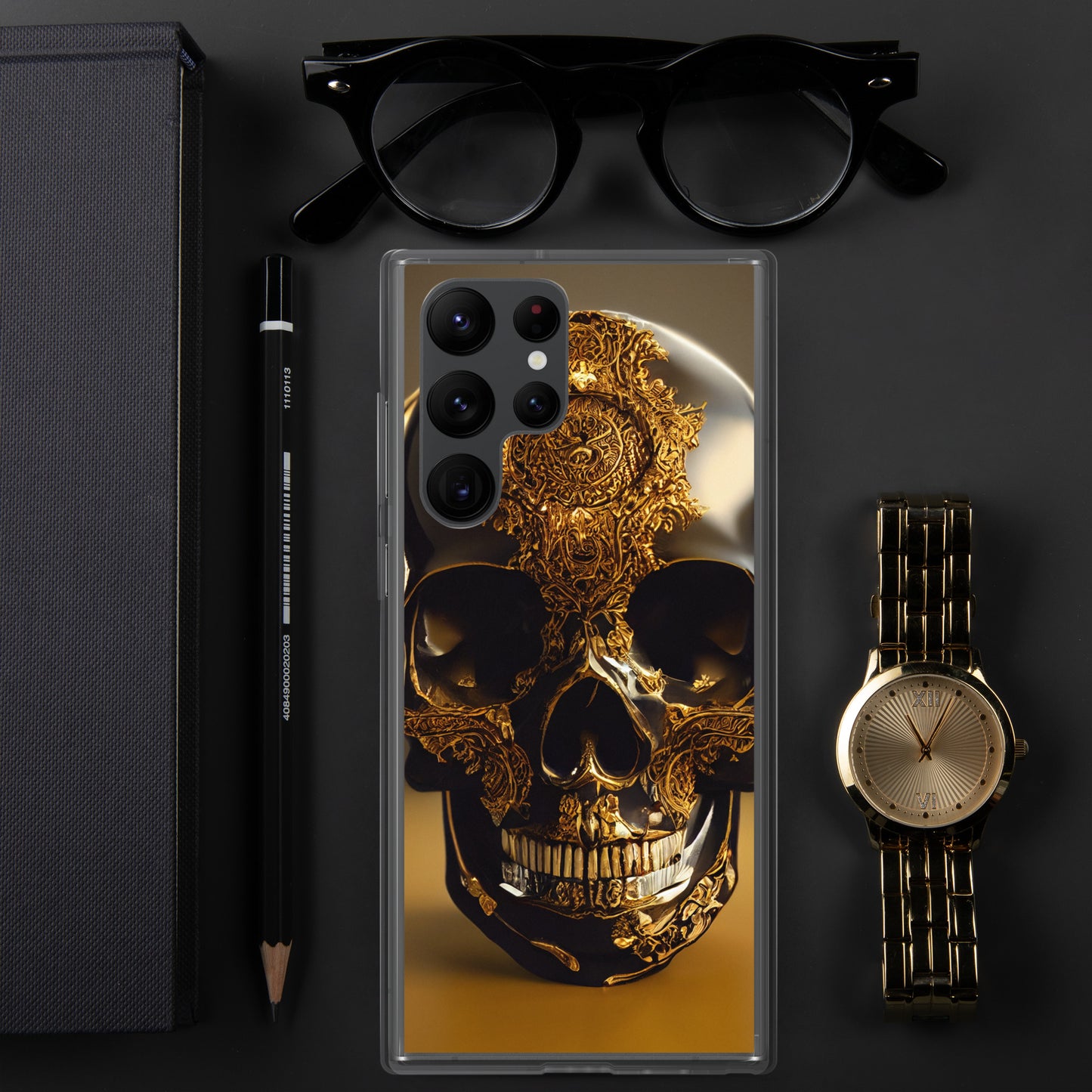 Obsidian Skull Gilded in Gold 1.0 Samsung Case